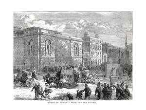 Voorkant van Newgate vanaf de Old Bailey door Unbekannt