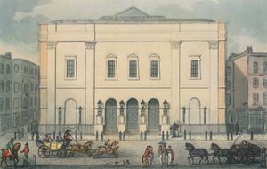 Vooraanzicht van het Theatre Royal, Drury Lane, Westminster, Londen, 1812