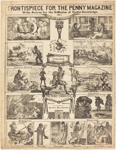 Frontispice voor het Penny Magazine van de Society for the Diffusion of Knowledge: Vo, 19e eeuw