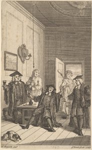 Frontispice van The Humours of Oxford, april 1730 door Unbekannt