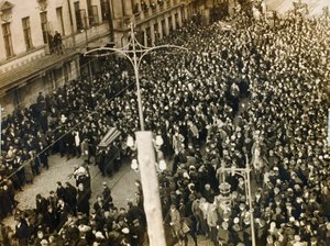 Begrafenisstoet van de dichter Valery Bryusov, Moskou, USSR, 12 oktober 1924