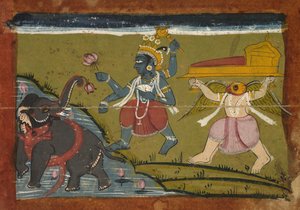 Gajendra Moksha: De Verlossing van de Koning van de Olifanten, 1800s door Unbekannt