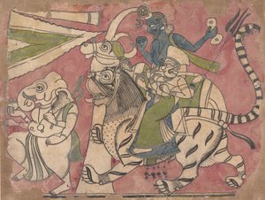 Ganesha leidt Shiva en Durga in processie, 18e eeuw