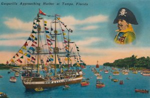 Gasparilla nadert de haven van Tampa, Florida