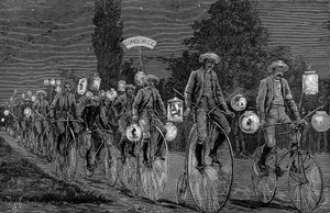 Verzameling van de Britse wielerclubs bij Castle Inn, Woodford, Essex, 1 juni 1889
