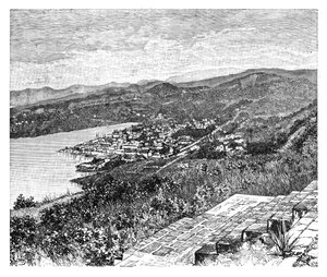 Algemeen uitzicht op Castries, St Lucia Eiland, c1890