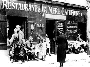 Duitse soldaten in een restaurant, bezet Parijs, juni 1940 door Unbekannt