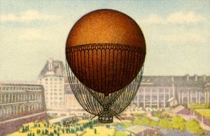 Giffards ballon tentoongesteld op de Wereldtentoonstelling van Parijs