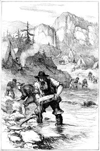 Goudwassen in Californië, ca. 1840s ca. 1880 door Unbekannt
