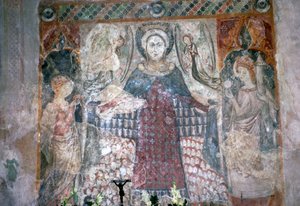 Gotische muurschildering in de Sint-Jacobskerk in Koszeg, Hongarije, 15e eeuw door Unbekannt