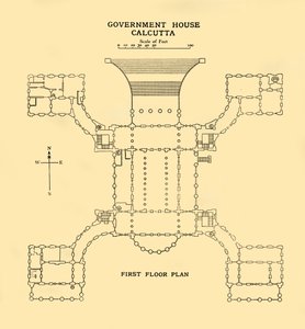 Regeringsgebouw Calcutta - Eerste verdieping plattegrond, 1925 door Unbekannt