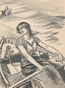 Grace Darling roeit naar het wrak, ca. 1907