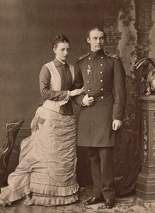 Grootvorstin Anastasia Mikhailovna van Rusland en Groothertog Frederik Frans III, 1878 door Unbekannt
