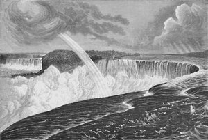 Groot uitzicht op de Horseshoe Canadese en Amerikaanse watervallen, 1883 door Unbekannt