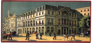 Grand hotels: buitenaanzicht van het Avenida Palace in Lissabon, Portugal - Kaart van een serie die de hotels van de 