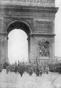 Grote overwinningsparade, Arc de Triomphe, Parijs, Frankrijk, 14 juli 1919