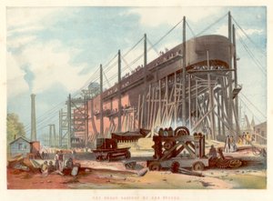 Great Eastern op de stocks bij Millwall aan de Theems door Unbekannt