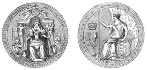 Grote zegel van koningin Ann, na de unie van Engeland en Schotland, 1707, 19e eeuw