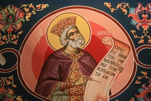 Grieks-orthodoxe icoon die Koning David afbeeldt, Thessaloniki, Griekenland door Unbekannt