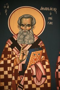 Grieks-orthodox icoon met Sint Athanasos de Grote door Unbekannt