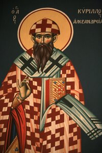 Grieks-orthodoxe icoon die Sint Cyrillus van Alexandrië afbeeldt, Thessaloniki, Griekenland door Unbekannt