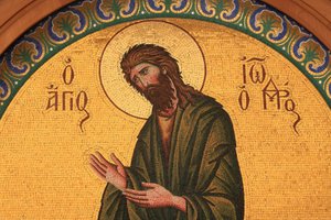 Grieks-orthodox icoon die Johannes de Doper afbeeldt, Thessaloniki, Griekenland door Unbekannt