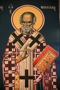 Grieks-orthodoxe icoon die Sint Nicolaas afbeeldt, Thessaloniki, Griekenland