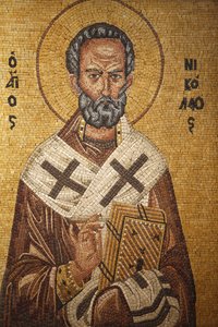 Grieks-orthodoxe icoon die Sint Nicolaas afbeeldt in de St. George