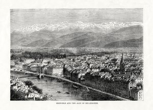 Grenoble en de Alpen van Belledonne, Frankrijk, 1879