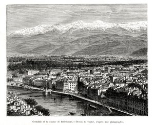 Grenoble vanaf de Belledonne-bergketen, Frankrijk, 1886 door Unbekannt