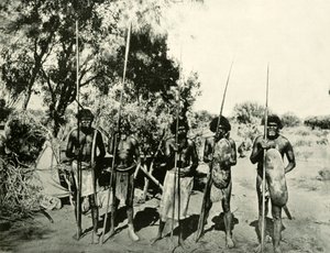 Groep Aboriginal mannen, Queensland, Australië door Unbekannt