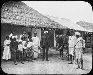 Groep Indiase koelies, Zuid-Afrika, ca. 1890