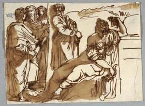 Groep met Petrarca en Sappho in Parnassus na Raphael Sanzio door Unbekannt