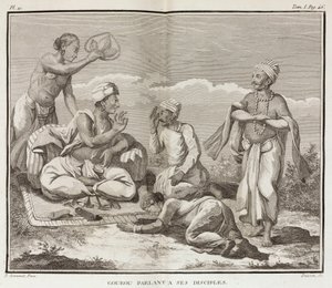 Goeroe en zijn discipelen, India