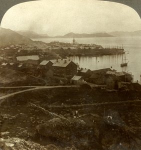 Hammerfest. De noordelijkste stad ter wereld - geen zonsondergang van 13 mei tot 29 juli, Noorwegen, c1905