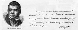 Handschrift en handtekening van Sir Walter Scott