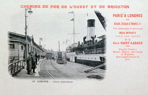 Havenstation, Dieppe, ca. 1900 door Unbekannt