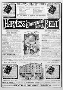 Advertentie voor Harness Electropathic Battery Belt, 1893 door Unbekannt