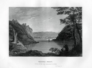 Harpers Ferry, samenvloeiing van de Shenandoah en Potomac rivieren, West Virginia, VS, 1855