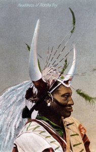 Hoofdtooi van een Ricksha-jongen, Durban, 1917