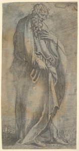 Zwaar gedrapeerde mannelijke figuur