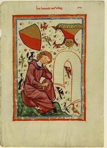Heinrich von Veldeke uit de Codex Manesse, tussen 1305 en 1340