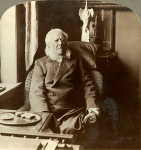 Henrik Ibsen, de dichter aan wie de hele wereld eer betuigt, thuis in Christiania, Noorwegen, c1905 door Unbekannt