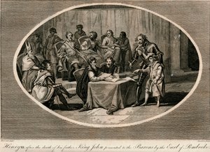 Hendrik III gepresenteerd aan de Baronnen door de Graaf van Pembroke