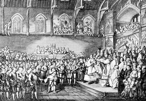 Hendrik III hernieuwt de Magna Carta in 1253, 1905 door Unbekannt