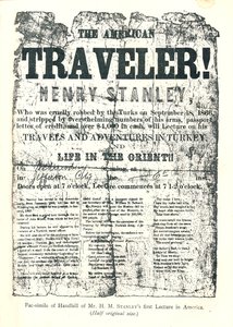 Henry M. Stanley, Pamflet van Lezingentour in Amerika, Op 31-jarige leeftijd ontdekte Dr. Livingstone in Afrika
