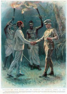 Henry Morton Stanley, Welshe journalist en ontdekkingsreiziger, ontmoet Emin Pasha in Kavalli, 29 april 1888 door Unbekannt