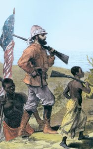 Henry Morton Stanley nadert het Tanganyikameer, Afrika, 19e eeuw door Unbekannt