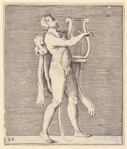 Hercules speelt een lier, een leeuwenhuid over zijn schouder gedrapeerd, gepubliceerd ca. 1599-1622