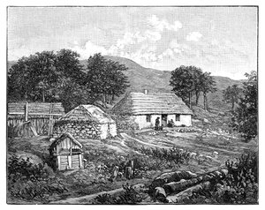 Hooglandhuisjes in Lochaber, Schotland, 1900 door Unbekannt